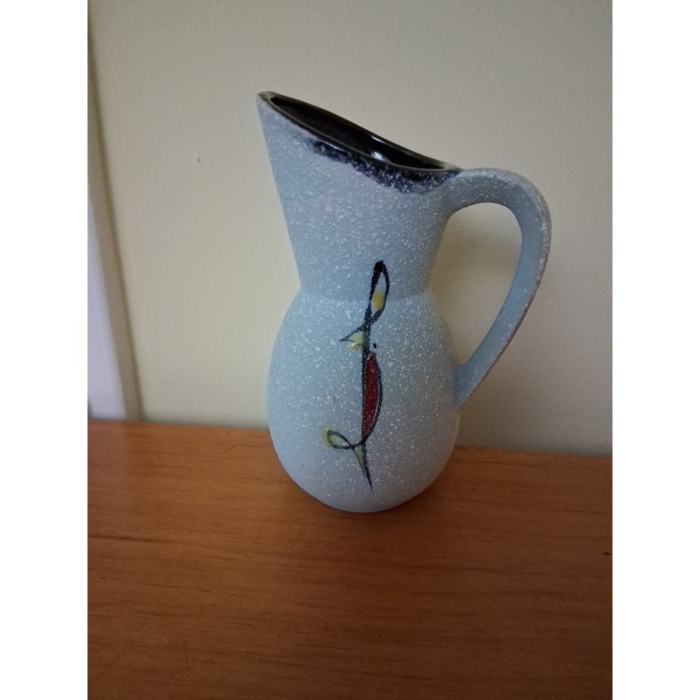 Vintage Mid-Century Jug Pitcher Textured Lava Glaze Abstract Design Japan 5.5"